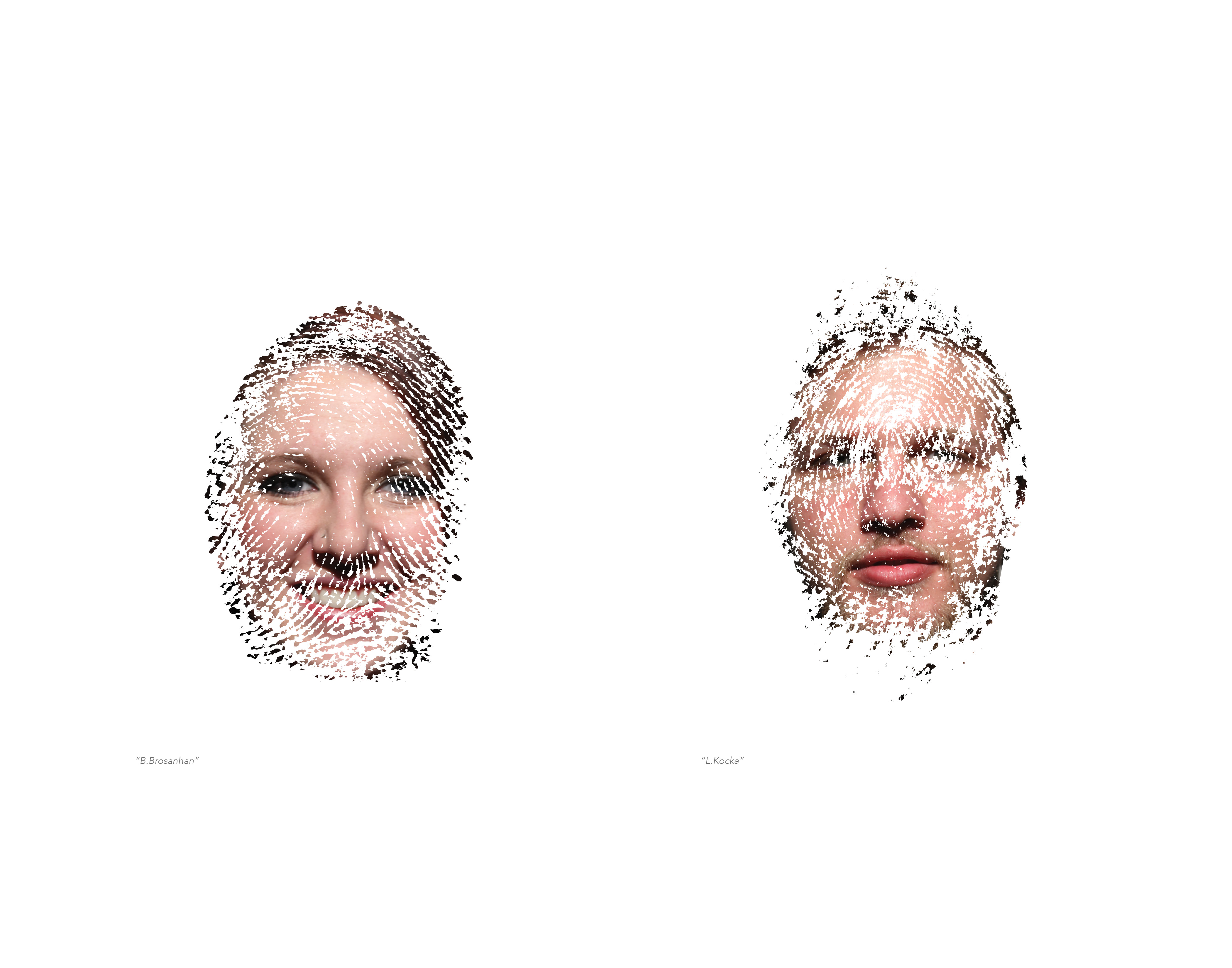 finger prints with faces within grooves